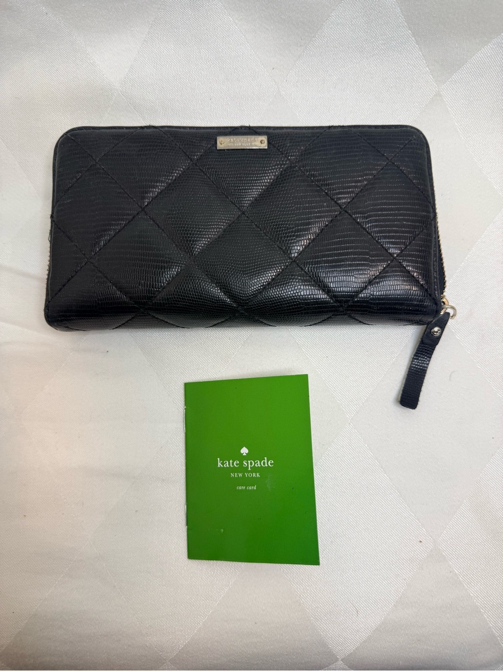 kate spade Black Quilted Zip-Around Leather Wallet